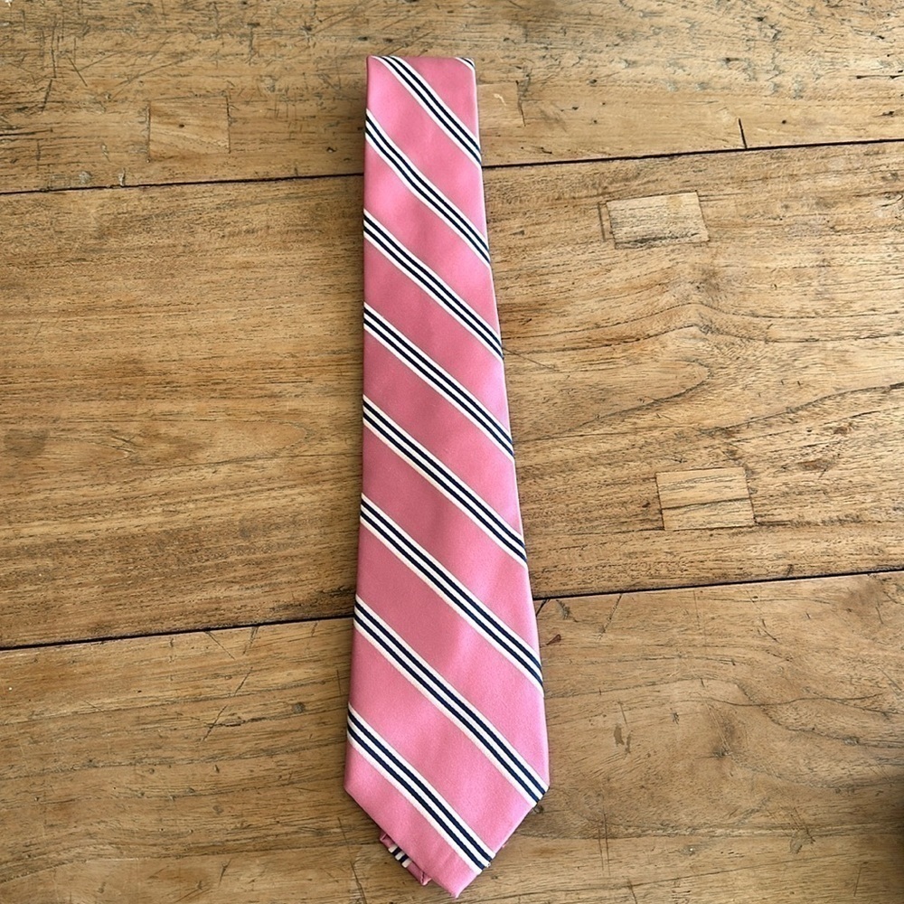 Ralph Lauren “Lauren” 100 silk handmade Silk Tie preppy pink and blue classic